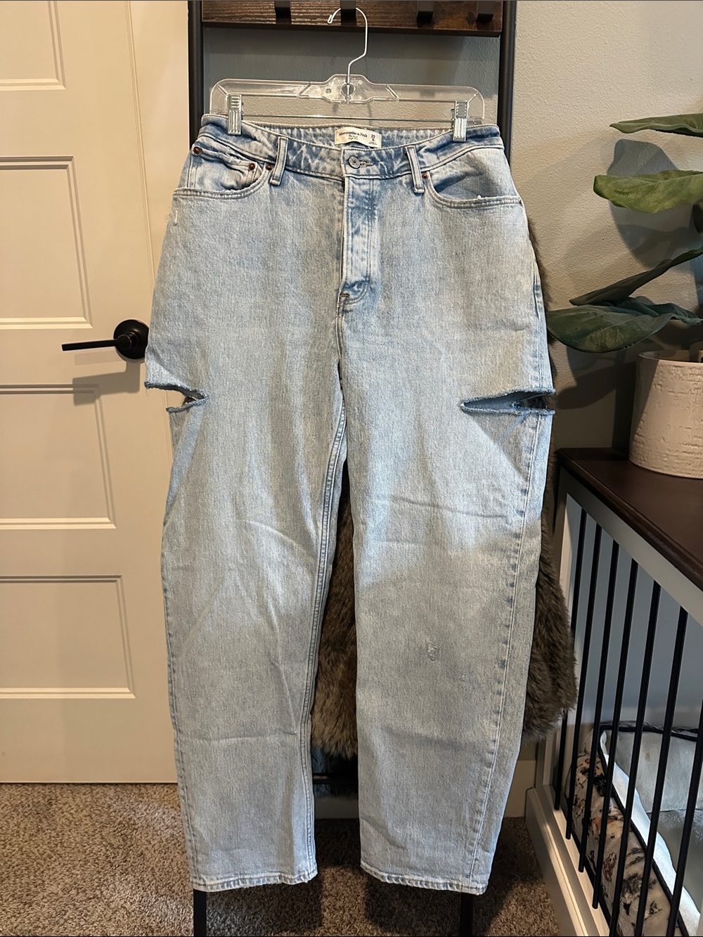 Abercrombie & Fitch Curve Love Boyfriend Jeans with Distressed Sides |